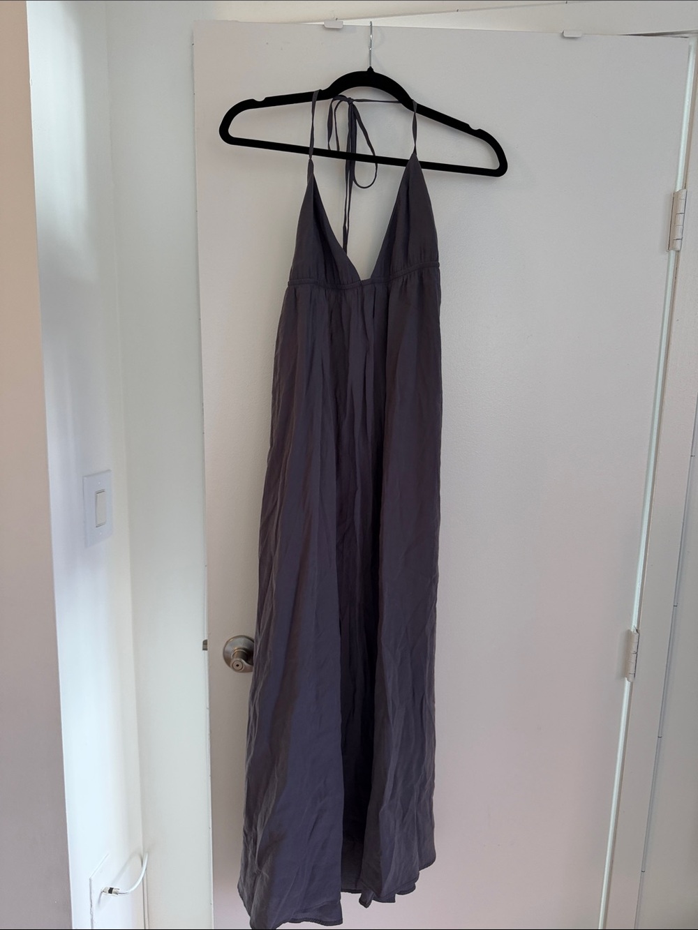 Women's Halter Maxi Slip Dress - Charcoal Gray